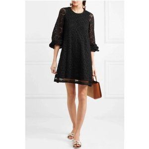 See by Chloe Women's Size 36 Black Crochet Lace Embroidered Eyelet Cotton Dress